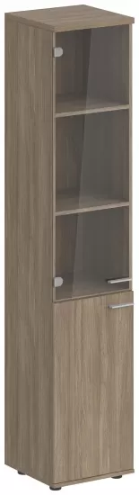 Шкаф высокий 2-дверный со стеклом с задней стенкой HDF левый